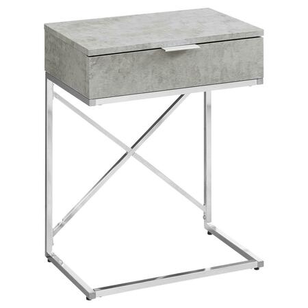 DAPHNES DINNETTE 24 in. Grey Cement & Chrome Metal Accent Table DA3079055